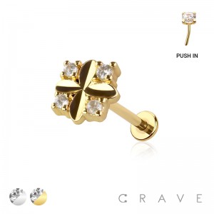 MULTI CZ SQUARE TOP THREADLESS (PUSH IN) 316L SURGICAL STEEL LABRET SET